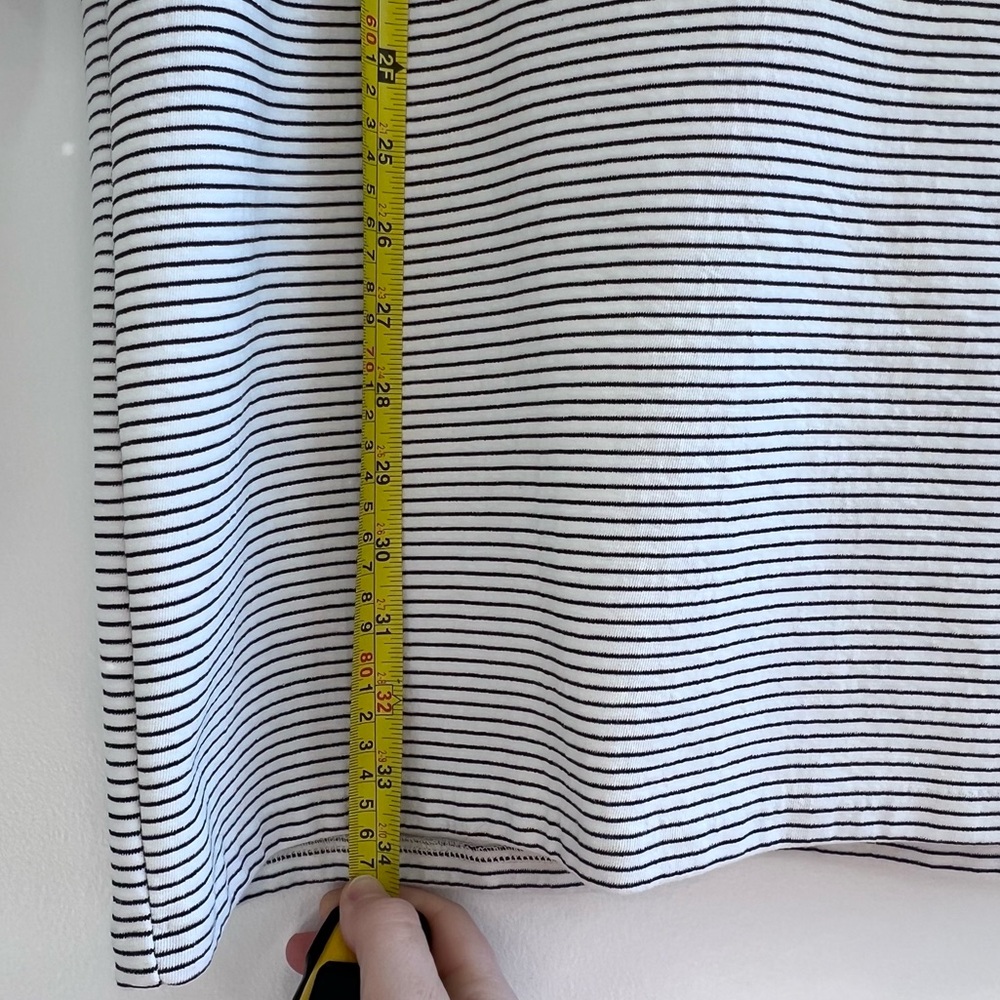 J. Crew Striped Ruffle Sleeve Shift Dress, Knee Length Black White Crew Neck, S - Picture 9 of 10